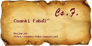 Csanki Fabó névjegykártya